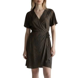 Babaton Wallace grey snake print short sleeve wrap dress M excellent condition